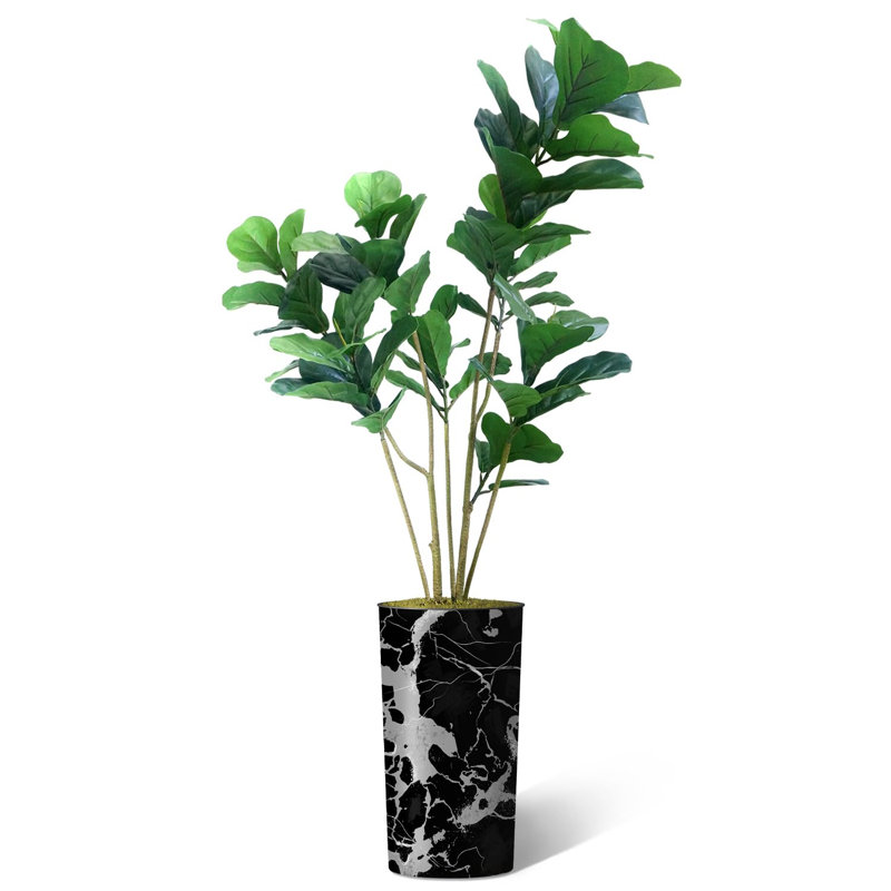 Faux arbre artificiel en ficus Lyrata, Noir moderne