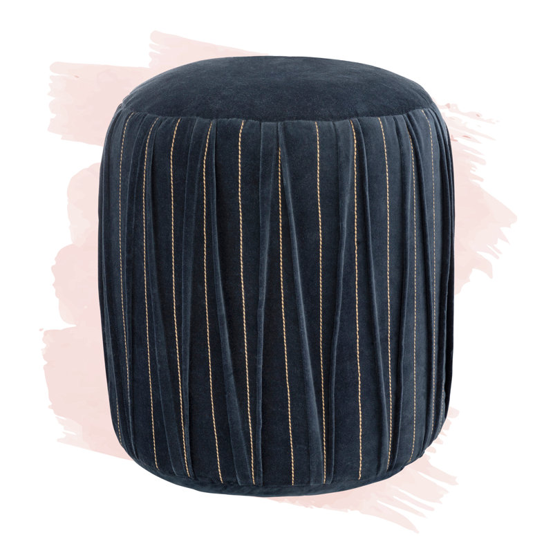 Ayisha Upholstered Pouf, Blue/Yellow