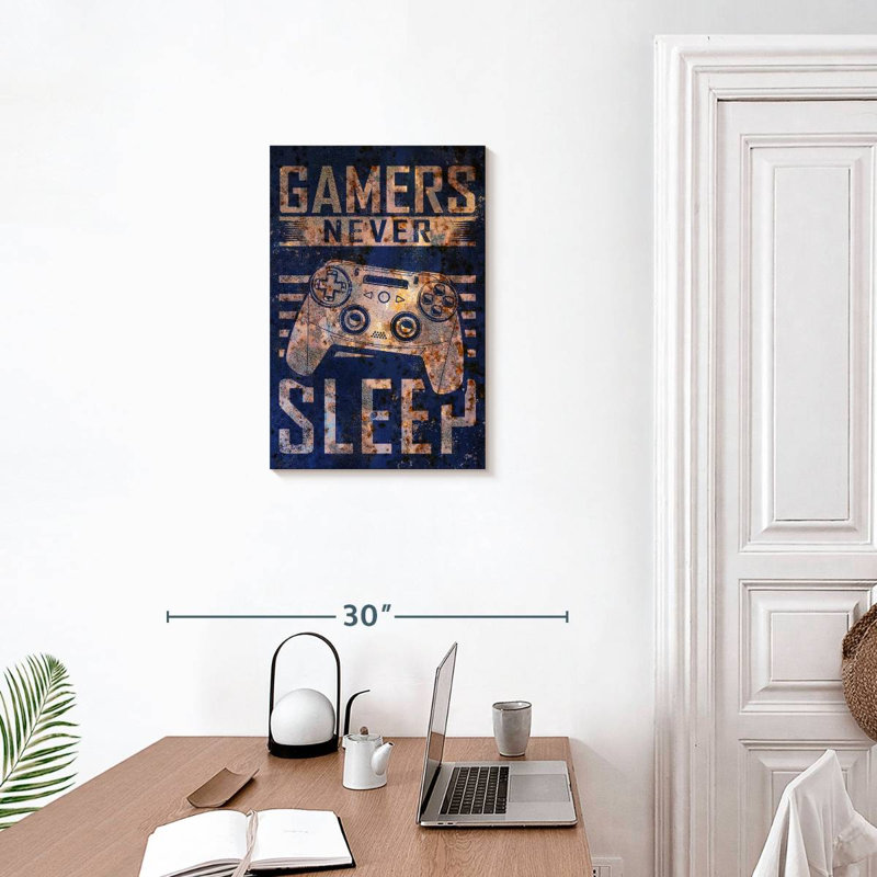 Senne Gamers Never Sleep Typography, 24" H x 16" W