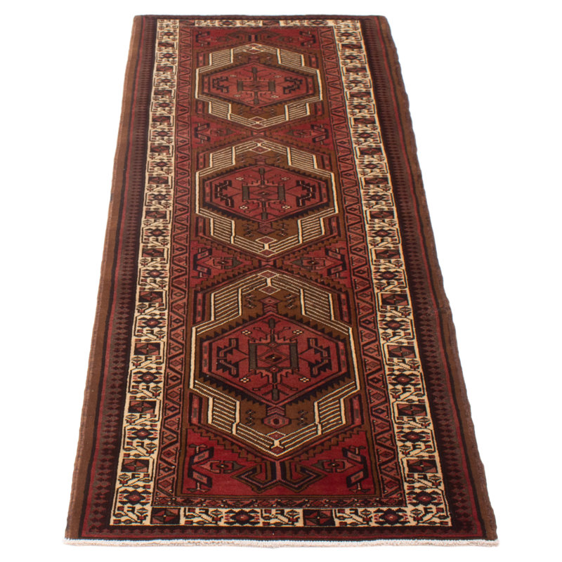 Tapis de couloir unique en laine noué à la main 3 pi 7 po x 10 pi 8 po nouvel âge Jesse-James