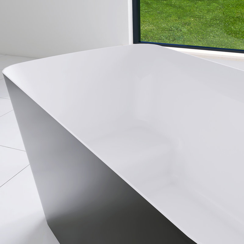 47'' Acrylic Freestanding Soaking Bathtub With Seat, Matte Black