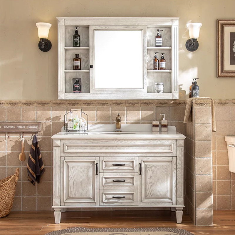 Meuble-lavabo sur pied American Retro, H 31,5 po x l 47,2 po x P 21,7 po, Blanc cassé