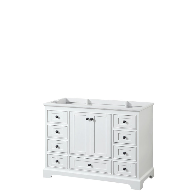 Deborah 48'' Single Bathroom Vanity Base Only, White/Matte Black Trim