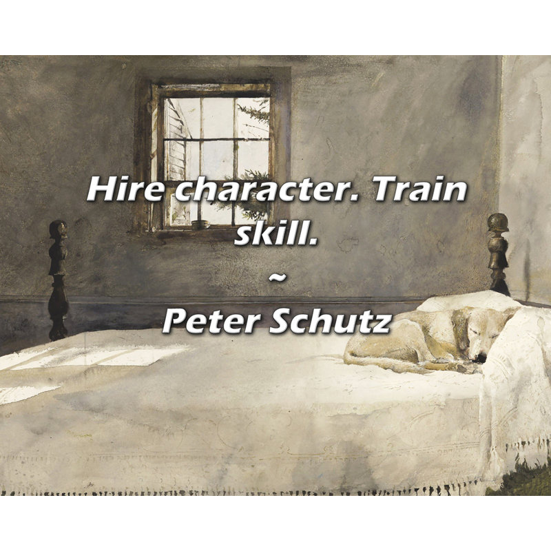 Peter Schutz Quote: Hire character. Train skill.