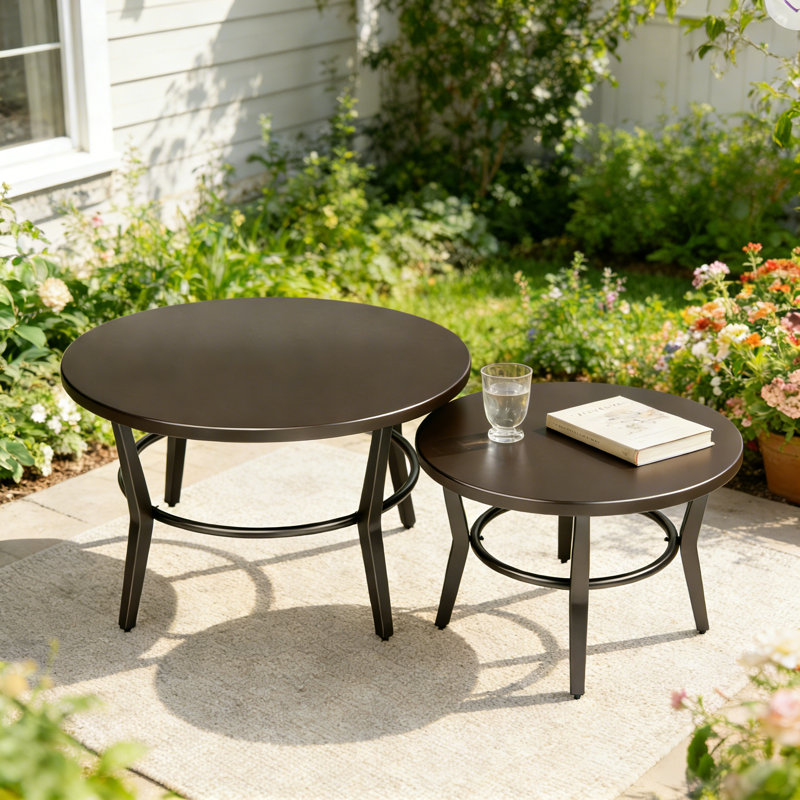 Ensemble de 2 tables basses contemporaines noires mattes