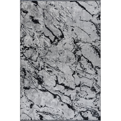 Rapture Abstract Flatweave Silver Gray/Black Area Rug