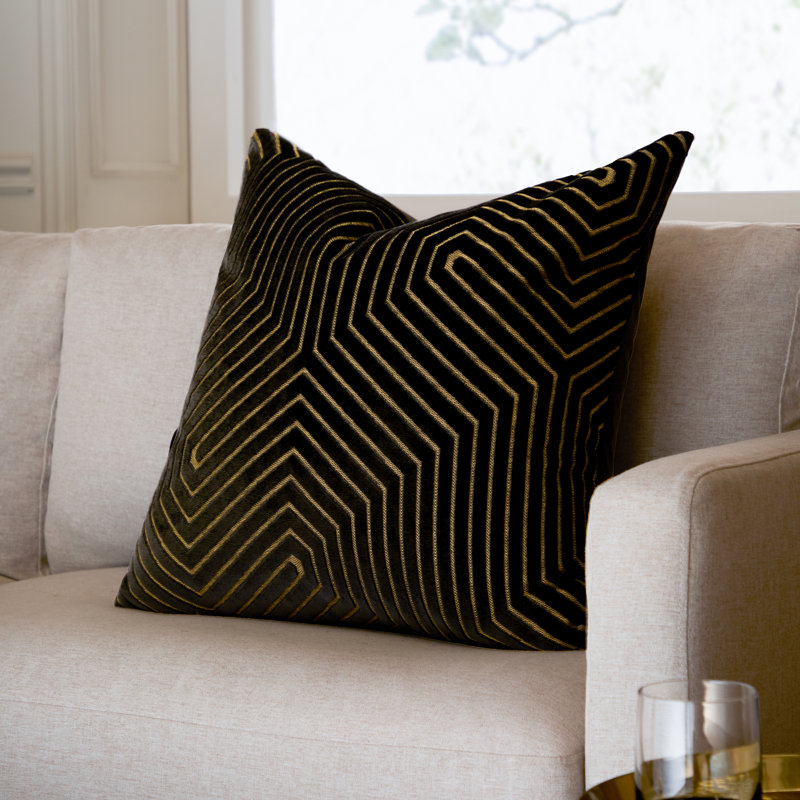 Evoke Geometric Square Throw Cushion, Black, Pillow Cover Only - No Insert