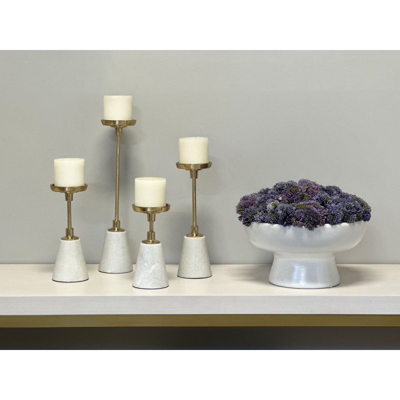 Sedum Arrangement in Ceramic Pedestal Vase, Purple