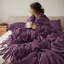 Ensemble de literie luxueux en microfibre mauve, design français romantique