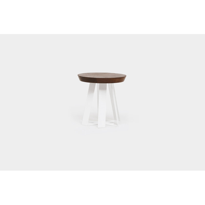 ARS Solid Wood End Table, White, Walnut