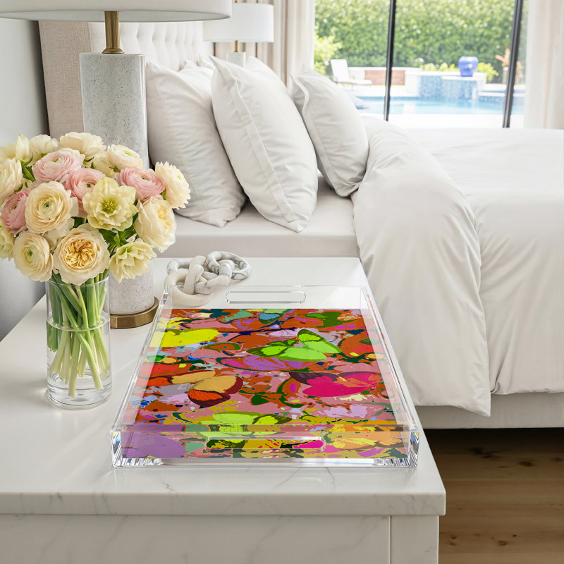 Mariposa Acrylic Rectangle Decorative Tray, Pop, 22.5"W x 14.5"D x 2"H