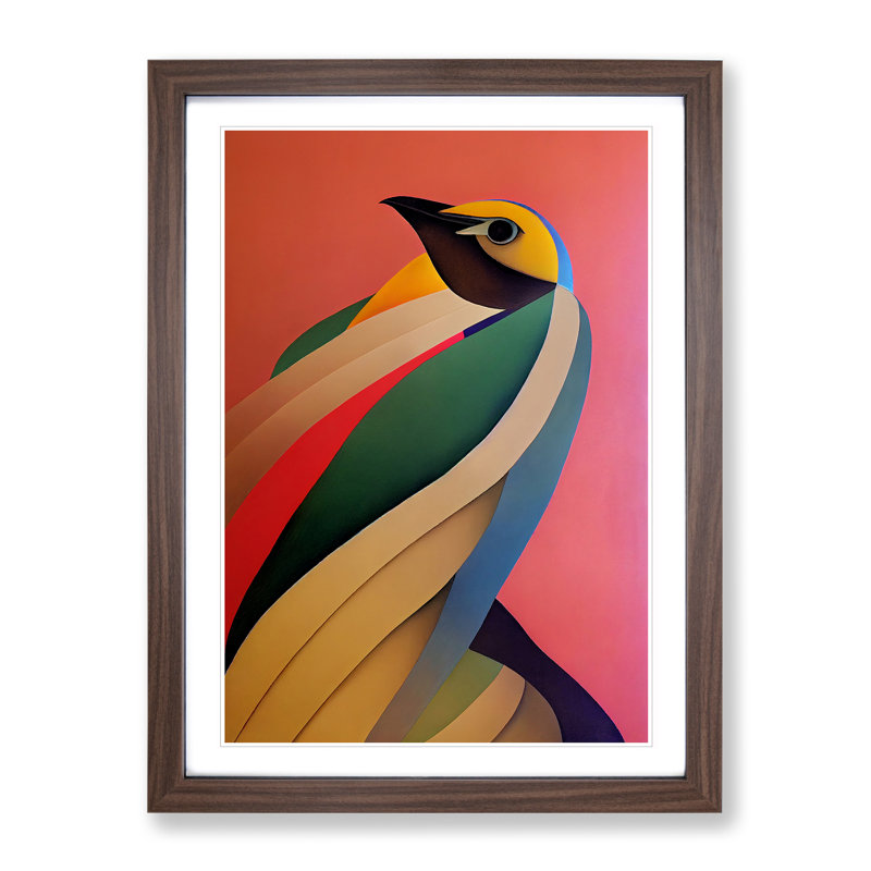 Angelic Bird Abstract - Wall Art, 64cm H x 46cm W, Walnut Framed
