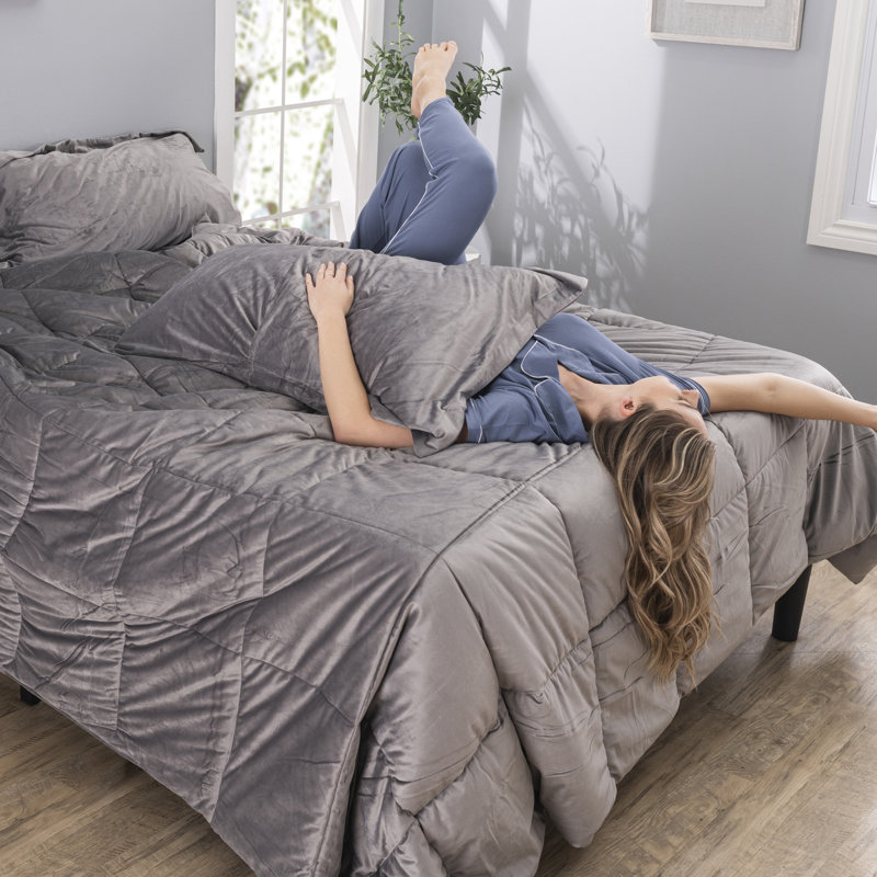 Storm Cloud Gray Twin XL Velvet Down Alternative Comforter Set