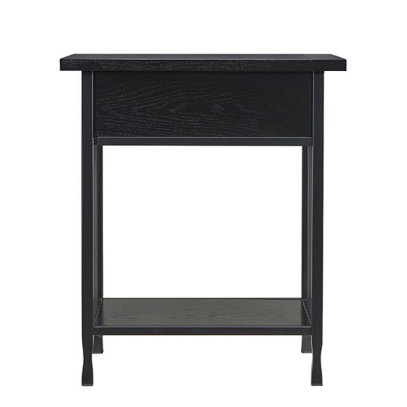 Ironcraft Solid + Manufactured Wood Side Table, Matte Black