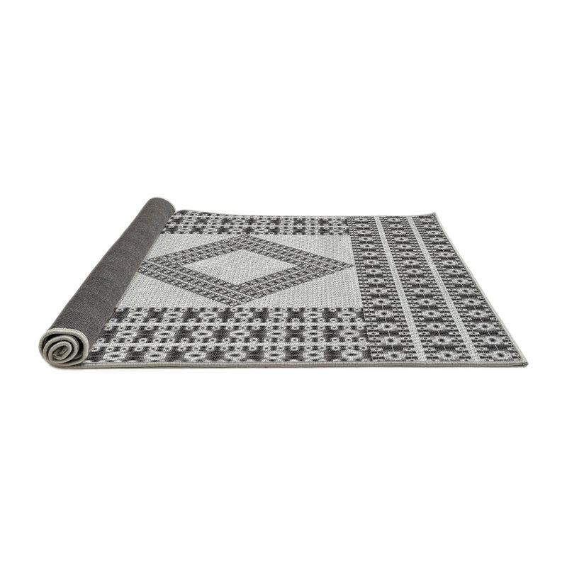 Tapis noir/blanc cassé tissé à la machine, Rond 5 pi