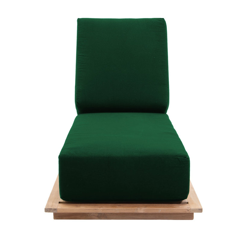 Hermosa Outdoor Teak Chaise Lounge, Forest Green