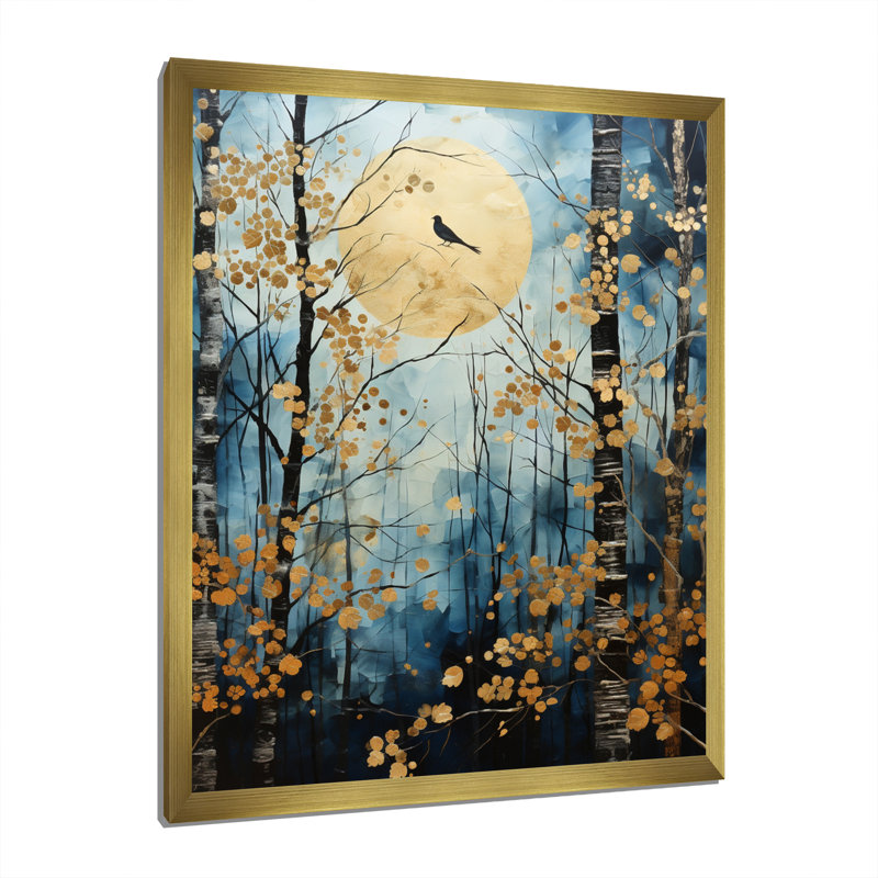 Zakhari Birch Woods Moonlit Symphony I sur impression sur toile, Encadrement doré, H 32 po x l 16 po x P 1 po