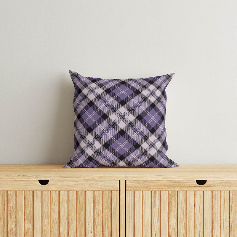 Coussin décoratif taupe Anthony Plaid, H 20 po x l 20 po, Mauve / Gris anthracite