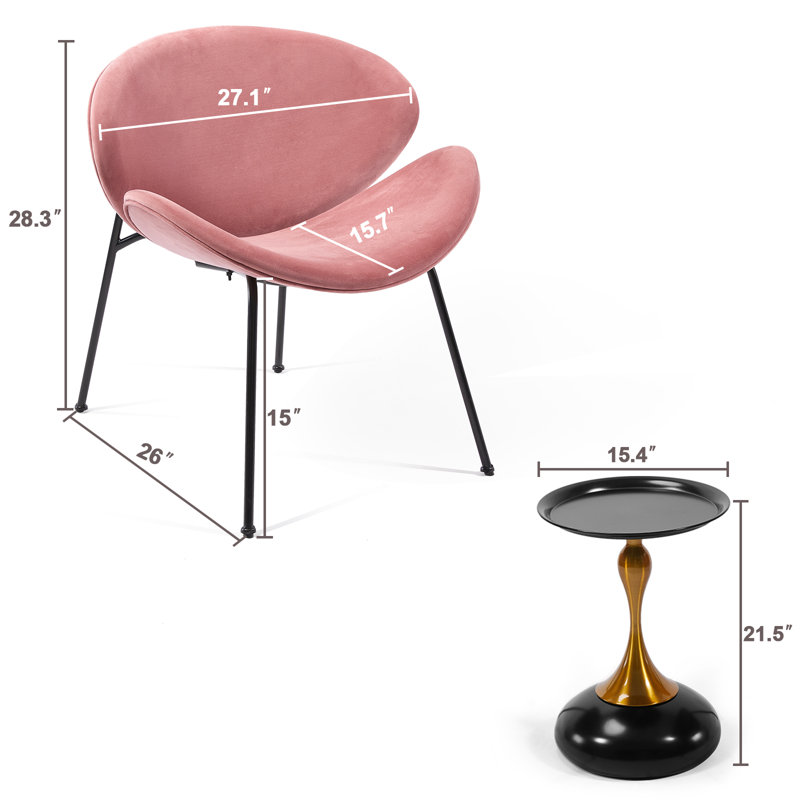 Fauteuil d'appoint en velours Voletta, Velours rose