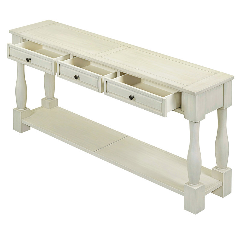 Console extra-longue de style méditerranéen avec tiroirs et tablette pour un rangement et une présentation élégants dans le vestibule ou le salon