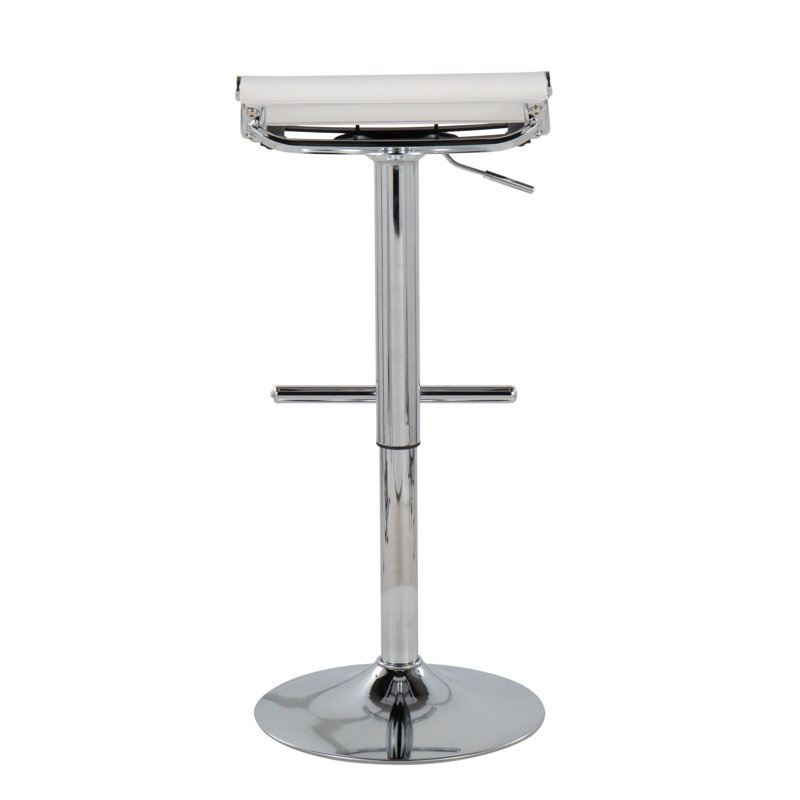 Tabouret de bar contemporain réglable en chrome et filet blanc By