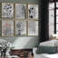 Abstrait, art floral botanique gris rustique, affiche encadrée, art mural-104788234-104788239