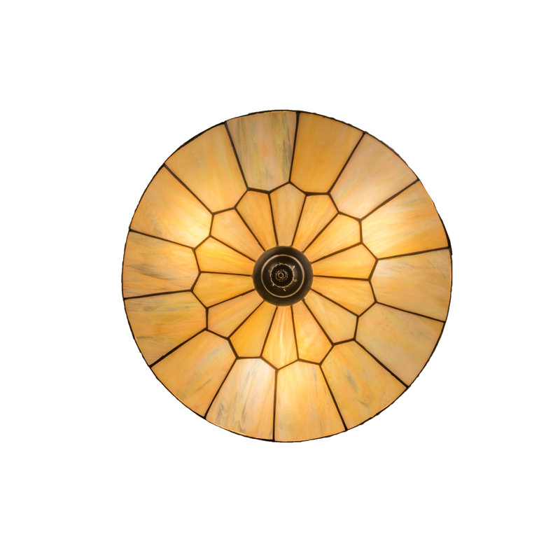 Vincent 3 - Light Flush Mount, Beige Iridescent, Bai Craftsman Brown Highlighted, 8" H x 15" W x 15" D