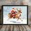 Cadre noir, aquarelle, père Noël, renne, neige, art mural, décoration festive dynamique, impression sur cadre-56132625