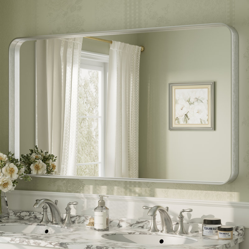Miroir mural Aevar, 51 po x 30 po, Argent brossé