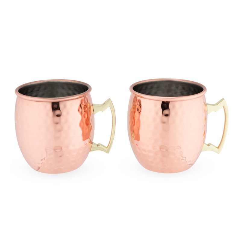 Tasses Moscow Mule 16 oz plaquées en cuivre martelé Moscow