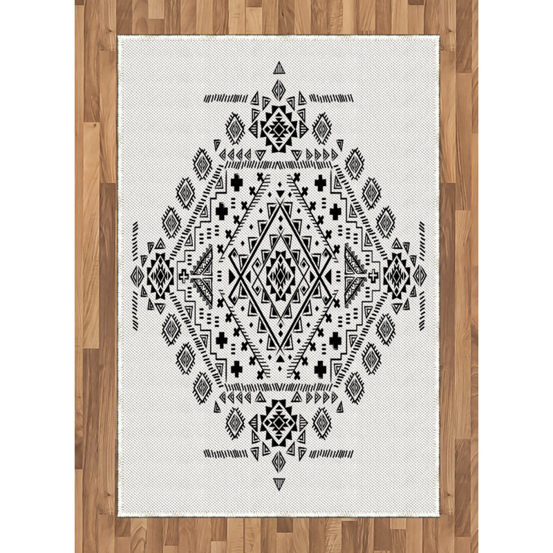 Tribal High Density Long Fiber Poly Threads Decorative Area Rug Carpet, Rectangle 4' x 5'8"