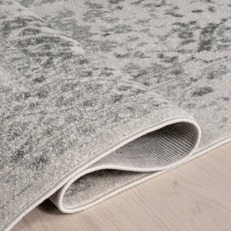 Almirka Medallion Runner Rug Ivory/Grey for Home Decor