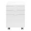 Classeur de bureau moderne avec stratifié blanc brillant et meuble mobile à roulement lisse, 3 tiroirs de rangement, support d'imprimante contemporain