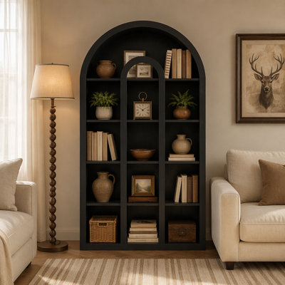 70.87" Tall Bookshelf, 5-Tier Arched Bookcase