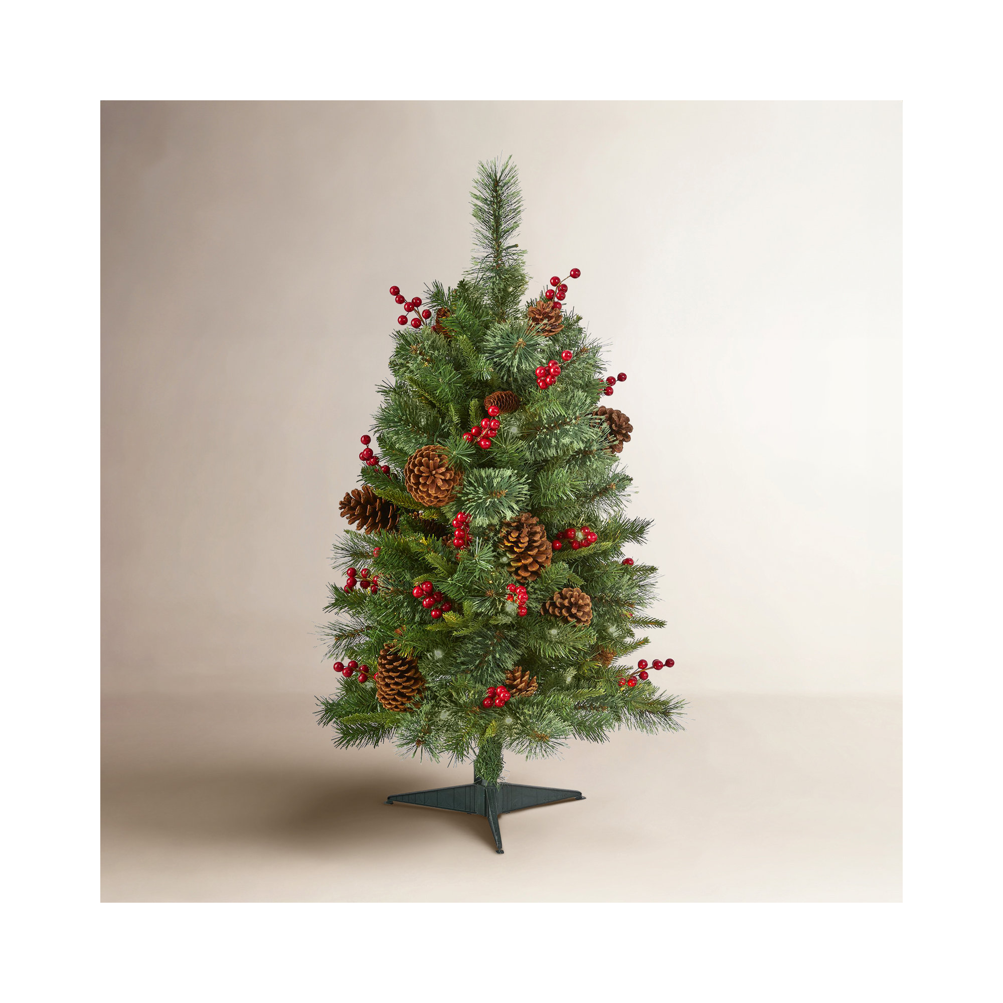Lighted Artificial Pine Christmas Tree, 3' H