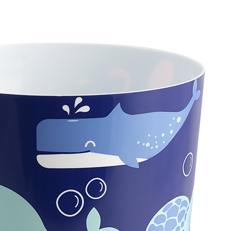 Blue Plastic Whales Kids' Wastebasket 1.5 Gallons
