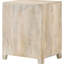 Meuble d'appoint en bois de manguier à une porte avec tiroir, fini blanchi, idéal pour une chambre de style bord de mer.