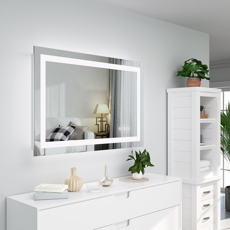 Rectangular Frameless Led Wall Mounted Bathroom Vanity Mirror, 24" x 36"