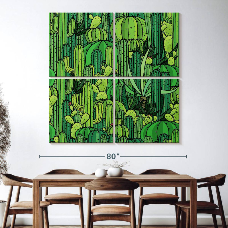 Motif de cactus vert Harnek, H 74 po x l 74 po