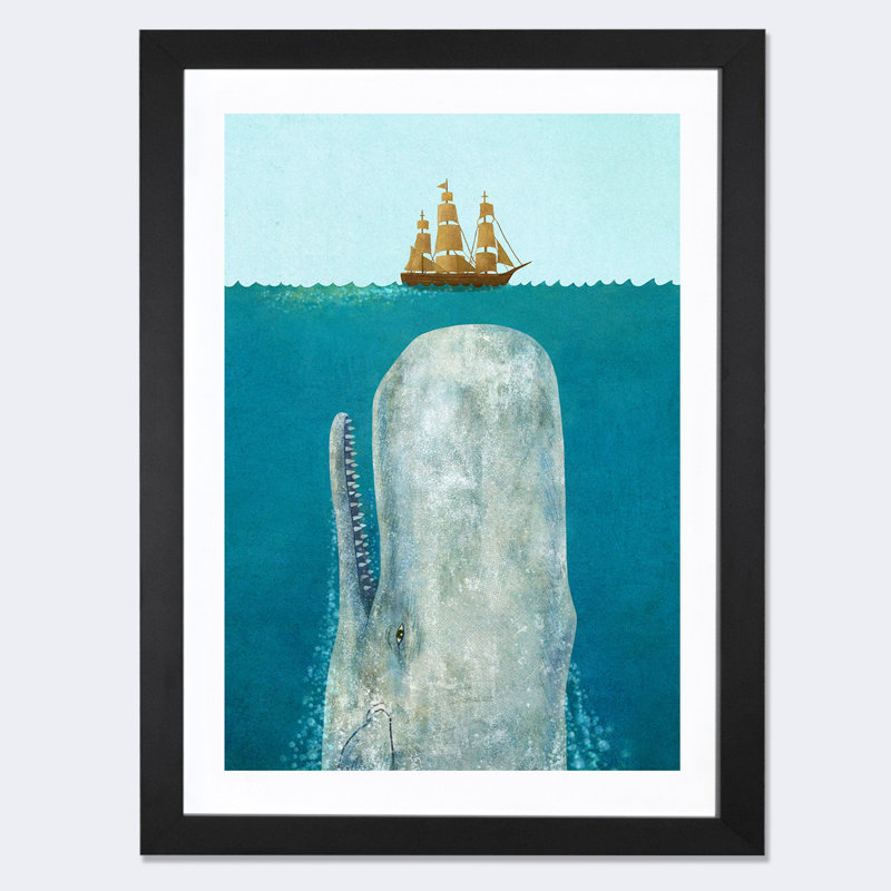 «The Whale Square», reproduction d'art graphique, Impression encadrée, H 32 po x l 24 po, Noir
