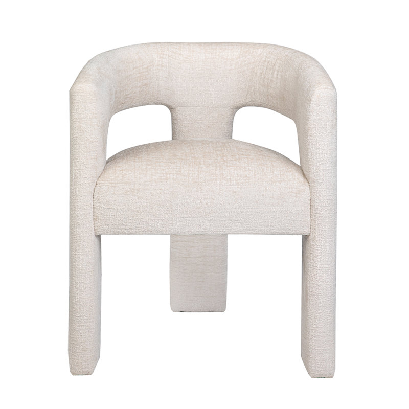Darlington Chenille Upholstered Dining Arm Chair, Gwen Natural Beige Microsuede