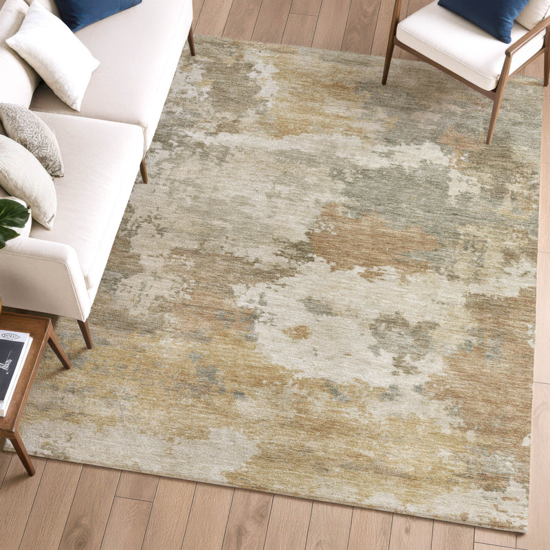 Premium Machine Washable Mayfield AMF2144 abstract Rug, 8' x 10', Khaki
