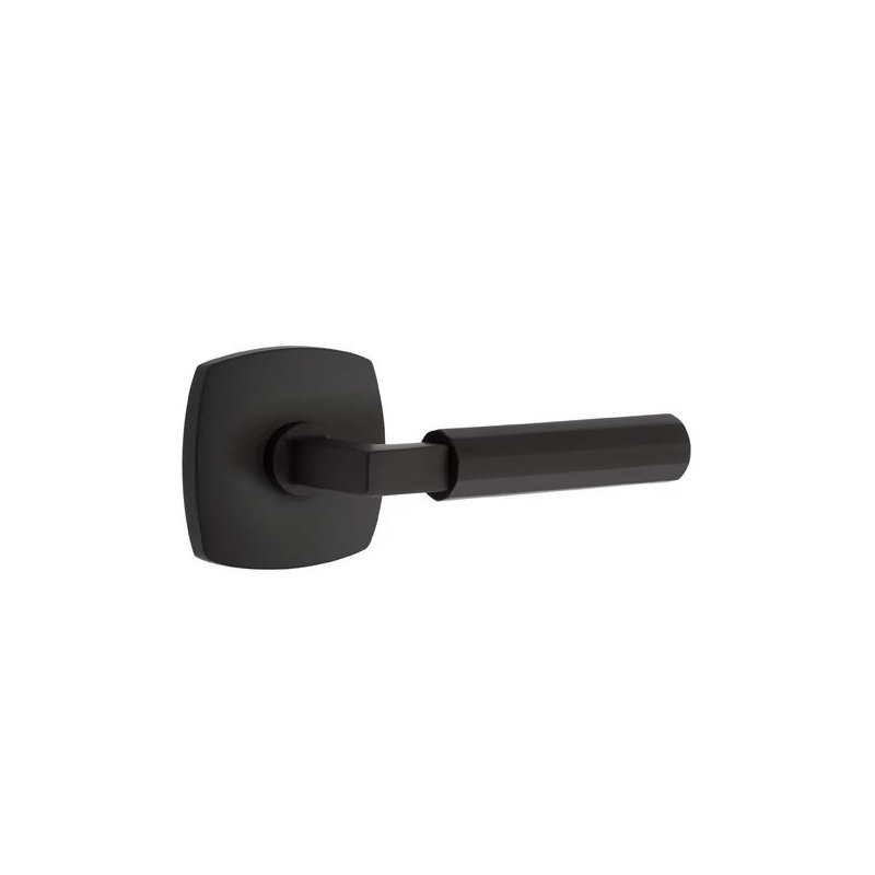 Emtek Select Passage Interior Mortise w/ Urban Modern Rosette & L-Square Stem, Faceted Lever, Right, Flat Black