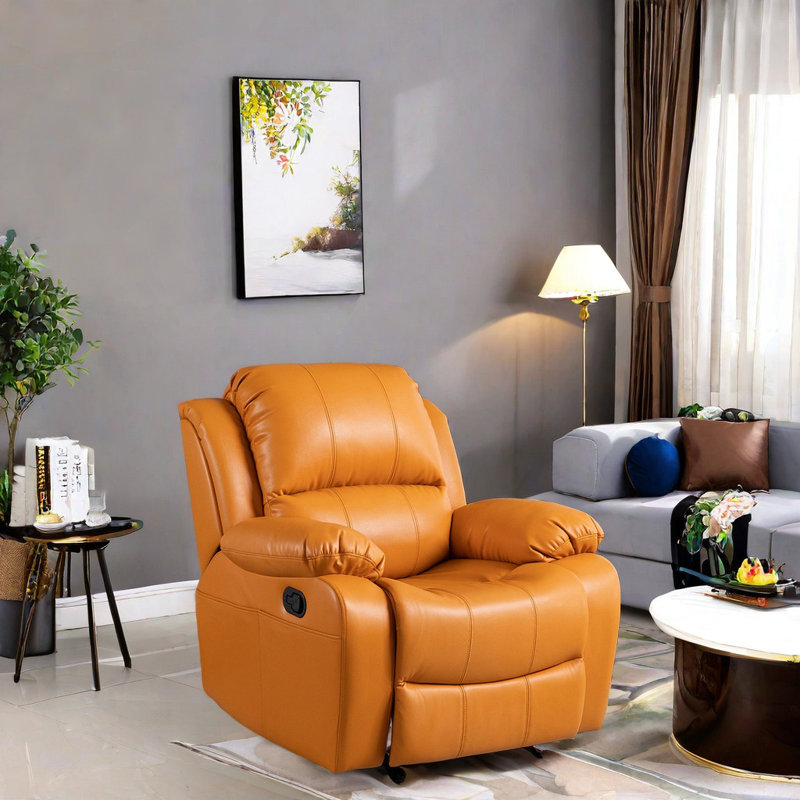 Fauteuil inclinable ergonomique avec fauteuil inclinable pivotant en similicuir, Orange