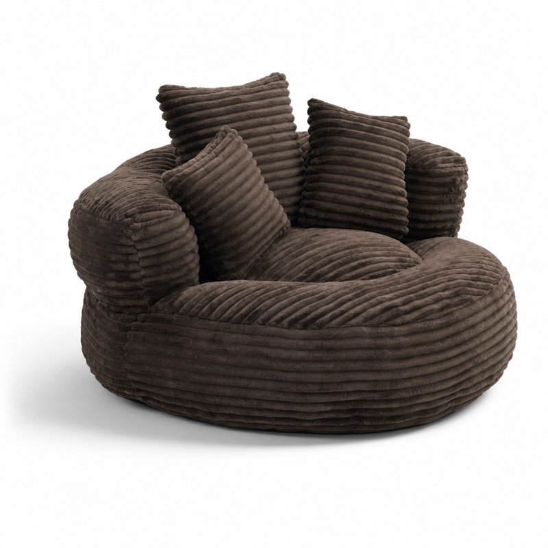 Fauteuil à billes Corduroy, Velours côtelé café