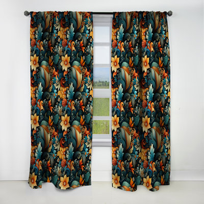 Bohemian Paisley Earth Tones III - Floral Curtain - Blackout Floral Curtain - 1 Panels