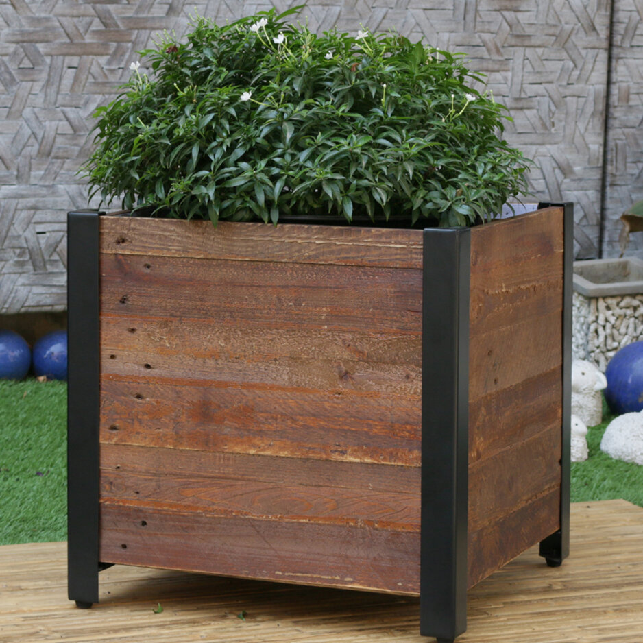 Gracie Oaks Linscott Wood Pot Planter & Reviews | Wayfair