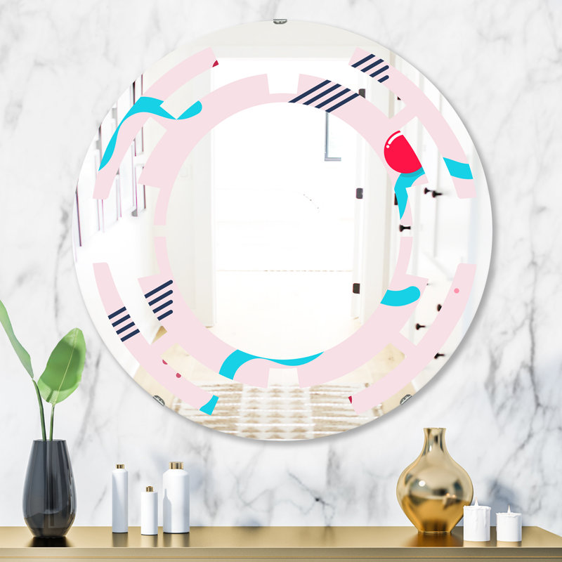 Miroir mural sans cadre à motif géométrique abstrait 3 space, 31,5 po x 31,5 po