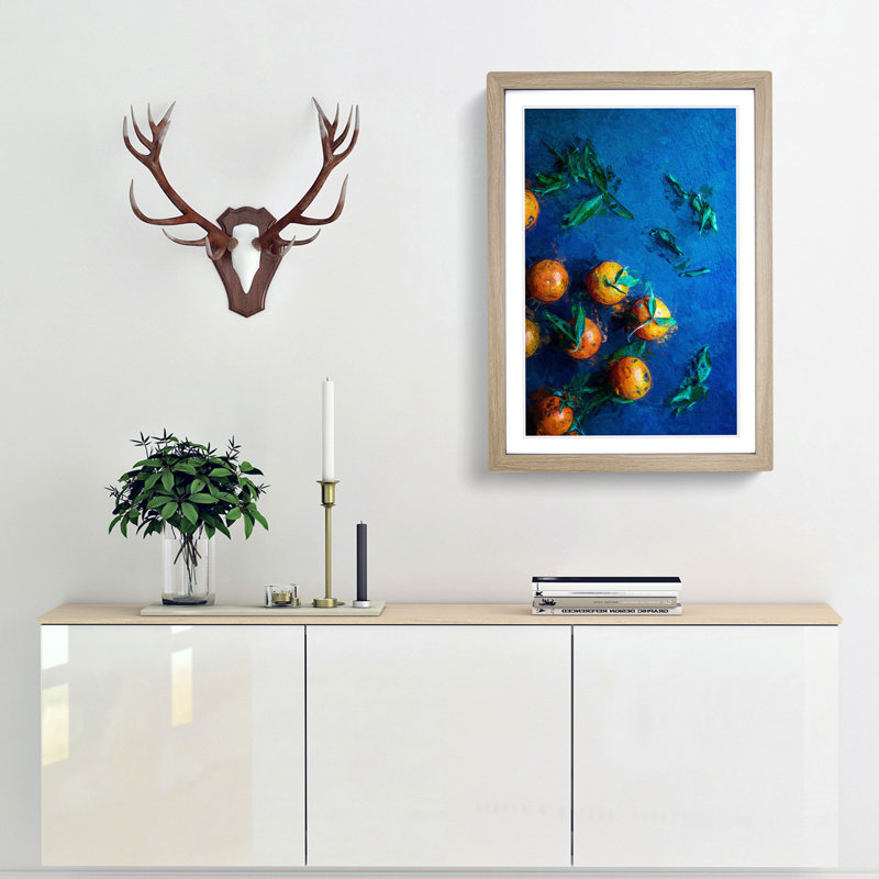 Fresh Oranges - Framed Print, 48cm H x 36cm W x 2cm D, Oak Framed