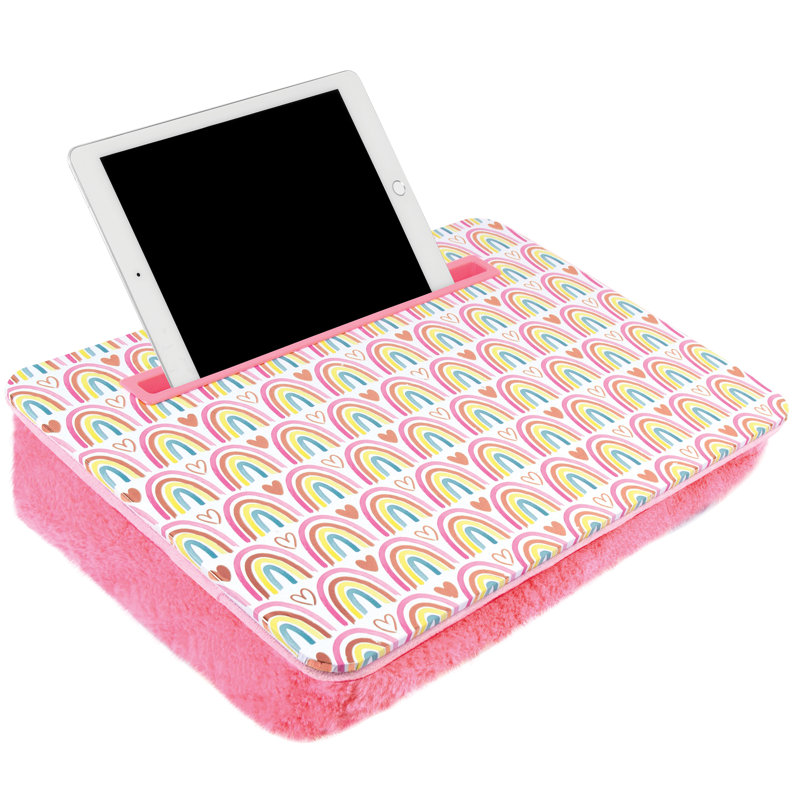 3C4G: Adventure Fun: Rainbow Lap Desk - Portable Lap Pillow Desk W/ Handle, Versatile Media Slot, Cozy Plush Cushion, Perfect For Fun & Homework, Kids Ages 6+